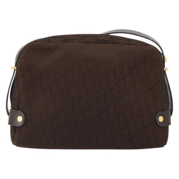 Christian Dior Trotter Canvas Shoulder Bag Brown Gold Auth 176852A