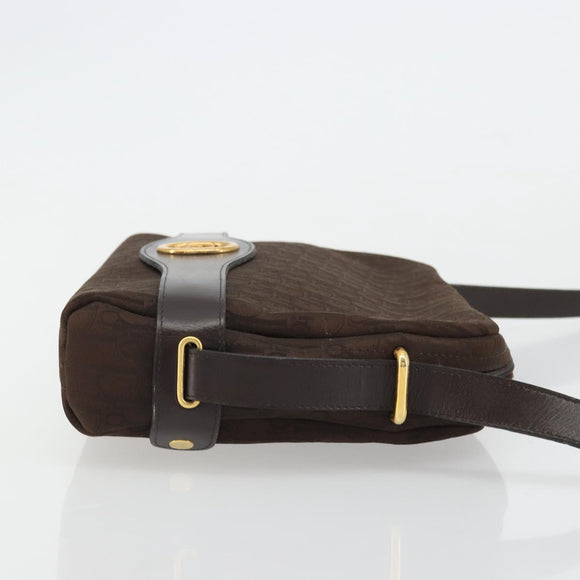 Christian Dior Trotter Canvas Shoulder Bag Brown Gold Auth 176852A