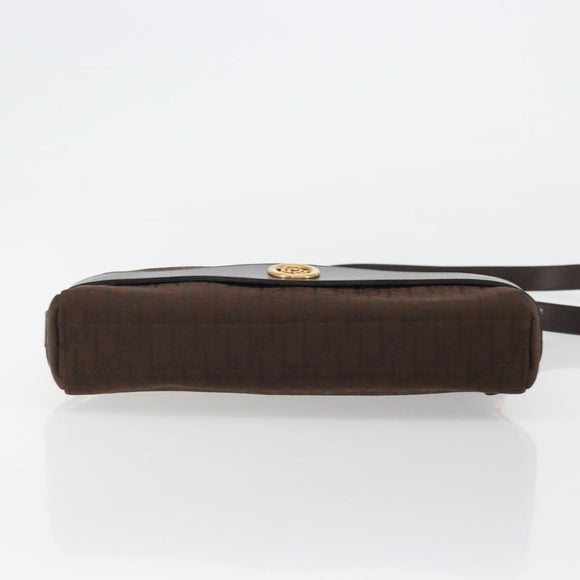 Christian Dior Trotter Canvas Shoulder Bag Brown Gold Auth 176852A