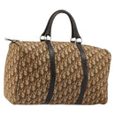 Christian Dior Trotter Canvas Boston Bag Beige Gold Auth 176853-1