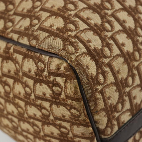Christian Dior Trotter Canvas Boston Bag Beige Gold Auth 176853