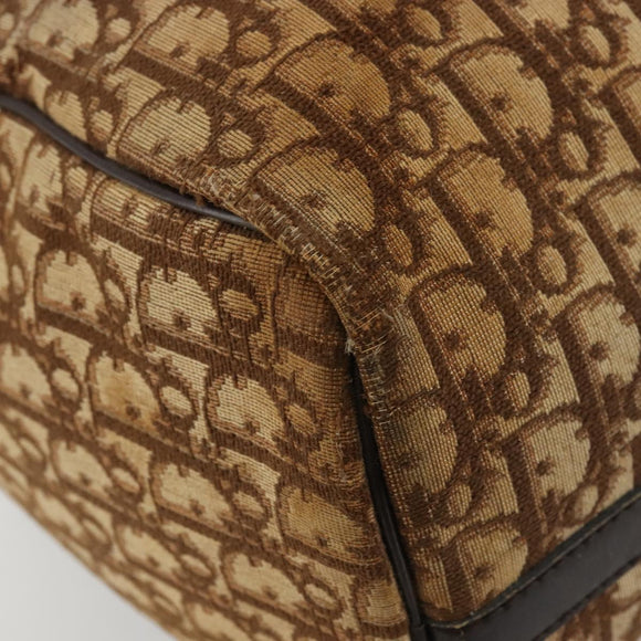 Christian Dior Trotter Canvas Boston Bag Beige Gold Auth 176853