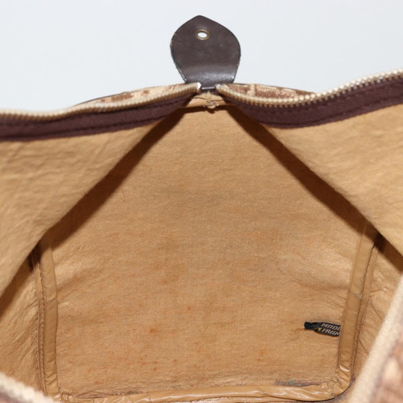 Christian Dior Trotter Canvas Boston Bag Beige Gold Auth 176853