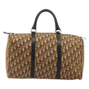 Christian Dior Trotter Canvas Boston Bag Beige Gold Auth 176853-13