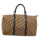 Christian Dior Trotter Canvas Boston Bag Beige Gold Auth 176853-2