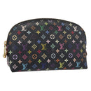 LOUIS VUITTON Multicolor Pochette Cosmetic Pouch Black M47355 LV Auth 176857-1