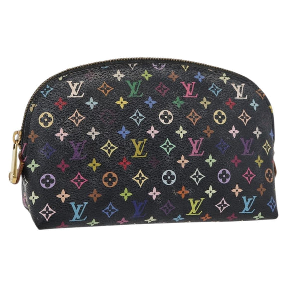 LOUIS VUITTON Multicolor Pochette Cosmetic Pouch Black M47355 LV Auth 176857