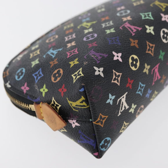LOUIS VUITTON Multicolor Pochette Cosmetic Pouch Black M47355 LV Auth 176857