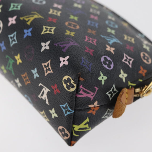 LOUIS VUITTON Multicolor Pochette Cosmetic Pouch Black M47355 LV Auth 176857