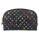 LOUIS VUITTON Multicolor Pochette Cosmetic Pouch Black M47355 LV Auth 176857-13