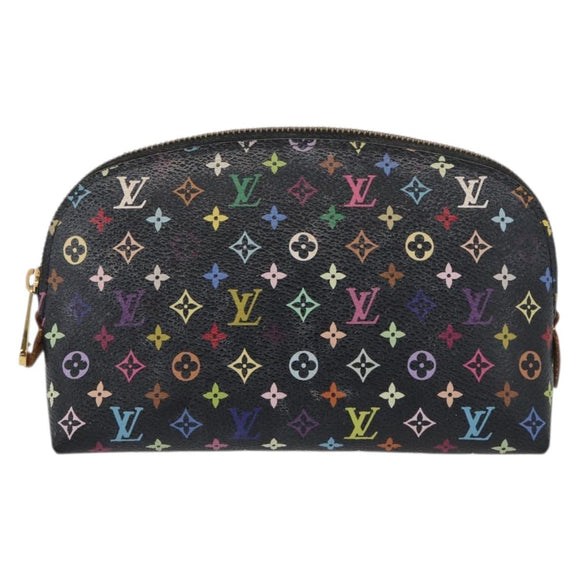 LOUIS VUITTON Multicolor Pochette Cosmetic Pouch Black M47355 LV Auth 176857