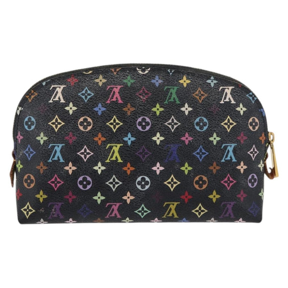 LOUIS VUITTON Multicolor Pochette Cosmetic Pouch Black M47355 LV Auth 176857