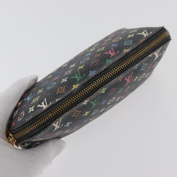 LOUIS VUITTON Multicolor Pochette Cosmetic Pouch Black M47355 LV Auth 176857