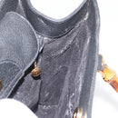 GUCCI Bamboo Hand Bag Suede Leather Black Gold 002 1196 0260 Auth 176869-18