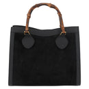 GUCCI Bamboo Hand Bag Suede Leather Black Gold 002 1196 0260 Auth 176869-2