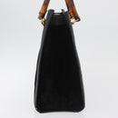 GUCCI Bamboo Hand Bag Suede Leather Black Gold 002 1196 0260 Auth 176869-3