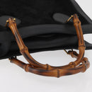 GUCCI Bamboo Hand Bag Suede Leather Black Gold 002 1196 0260 Auth 176869-7