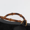 GUCCI Bamboo Hand Bag Suede Leather Black Gold 002 1196 0260 Auth 176869-8