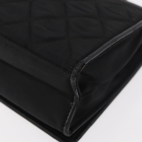 CHANEL Matelasse Chain Shoulder Bag Nylon Black Gold CC Auth 176872
