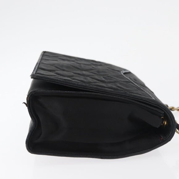 CHANEL Matelasse Chain Shoulder Bag Nylon Black Gold CC Auth 176872