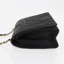 CHANEL Matelasse Chain Shoulder Bag Nylon Black Gold CC Auth 176872-4
