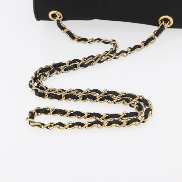 CHANEL Matelasse Chain Shoulder Bag Nylon Black Gold CC Auth 176872