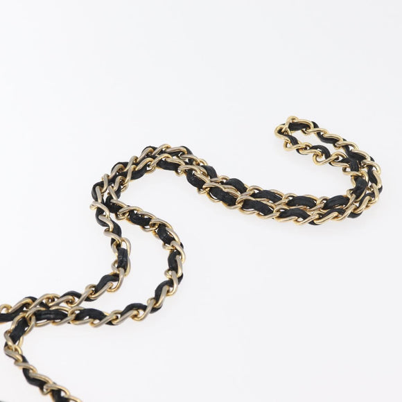 CHANEL Matelasse Chain Shoulder Bag Nylon Black Gold CC Auth 176872