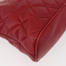 CHANEL Matelasse Chain Shoulder Bag Lamb Skin Red Gold CC Auth 176873-8
