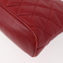 CHANEL Matelasse Chain Shoulder Bag Lamb Skin Red Gold CC Auth 176873-15