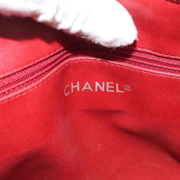 CHANEL Matelasse Chain Shoulder Bag Lamb Skin Red Gold CC Auth 176873