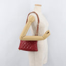 CHANEL Matelasse Chain Shoulder Bag Lamb Skin Red Gold CC Auth 176873-25