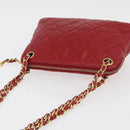 CHANEL Matelasse Chain Shoulder Bag Lamb Skin Red Gold CC Auth 176873-6