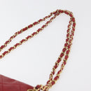 CHANEL Matelasse Chain Shoulder Bag Lamb Skin Red Gold CC Auth 176873-14