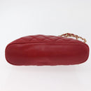 CHANEL Matelasse Chain Shoulder Bag Lamb Skin Red Gold CC Auth 176873-5