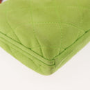 CHANEL Matelasse Chain Hand Bag Suede Light green CC Auth 176874SAV-15