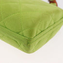 CHANEL Matelasse Chain Hand Bag Suede Light green CC Auth 176874SAV-16