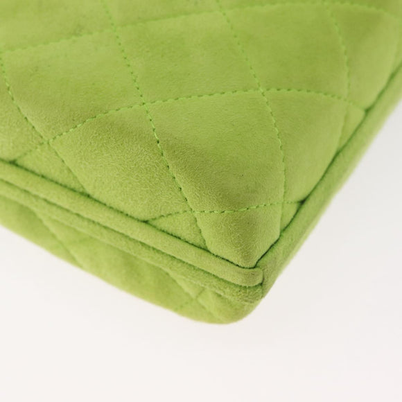 CHANEL Matelasse Chain Hand Bag Suede Light green CC Auth 176874SAV