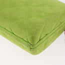 CHANEL Matelasse Chain Hand Bag Suede Light green CC Auth 176874SAV-18