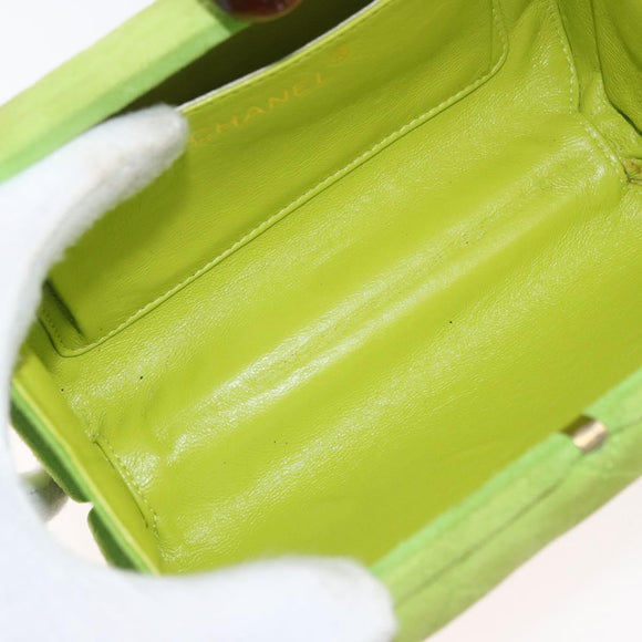 CHANEL Matelasse Chain Hand Bag Suede Light green CC Auth 176874SAV