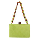 CHANEL Matelasse Chain Hand Bag Suede Light green CC Auth 176874SAV-13