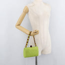 CHANEL Matelasse Chain Hand Bag Suede Light green CC Auth 176874SAV-24