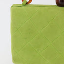 CHANEL Matelasse Chain Hand Bag Suede Light green CC Auth 176874SAV-3