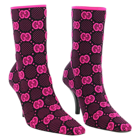 GUCCI GG Canvas Boots 34 Pink Auth 176875M