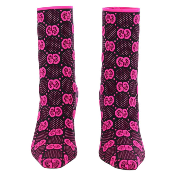 GUCCI GG Canvas Boots 34 Pink Auth 176875M