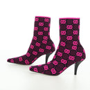 GUCCI GG Canvas Boots 34 Pink Auth 176875M-4