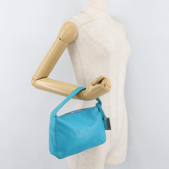 CELINE Hand Bag Leather Blue Silver Auth 176877A
