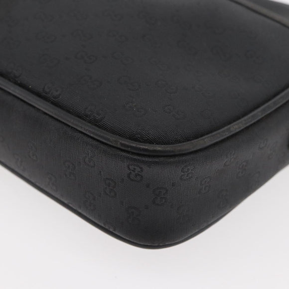 GUCCI Micro GG Supreme Shoulder Bag PVC Black Gold Auth 176880