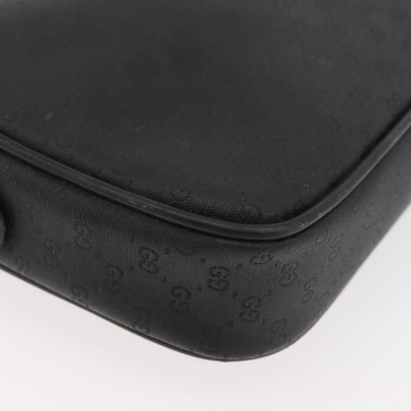 GUCCI Micro GG Supreme Shoulder Bag PVC Black Gold Auth 176880