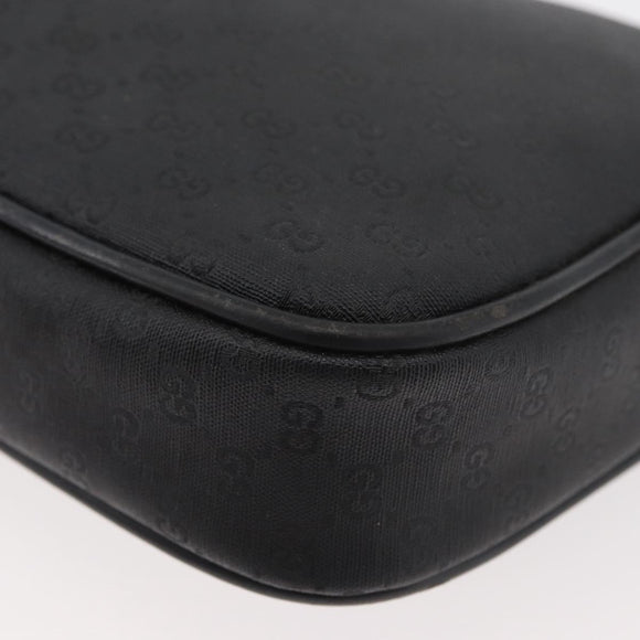 GUCCI Micro GG Supreme Shoulder Bag PVC Black Gold Auth 176880