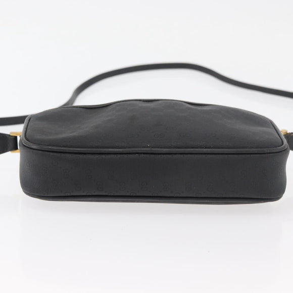 GUCCI Micro GG Supreme Shoulder Bag PVC Black Gold Auth 176880